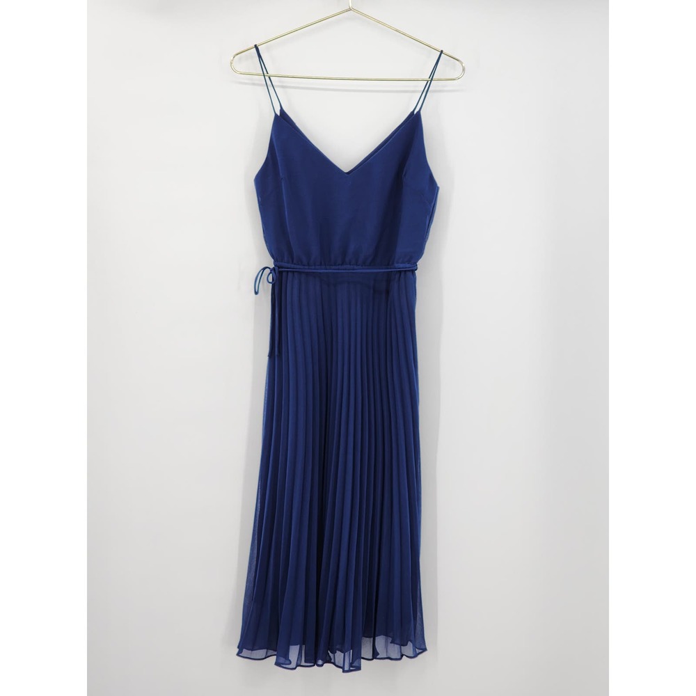 Asos Design Blue Pleated Sleeveless Midi Dress Size 2